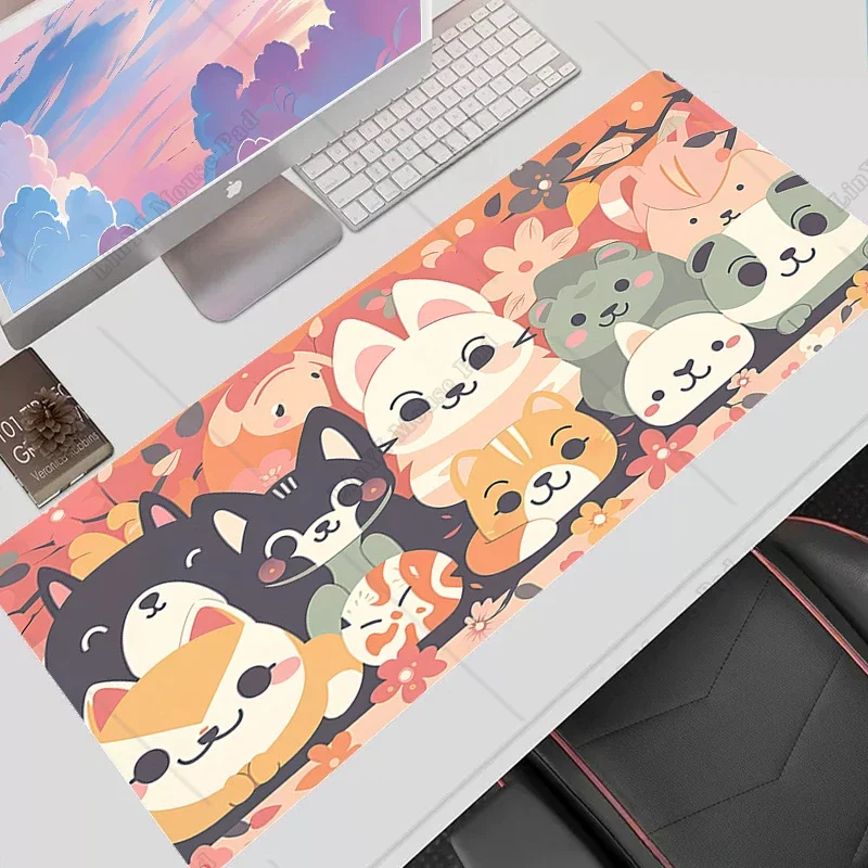 Cute Cat Large Mouse Pad 90x40cm Big Computer Pink Kawaii Mousepads Gaming Mousepad XXL Keyboard Mat Gamer Mouse Pads Desk Mats