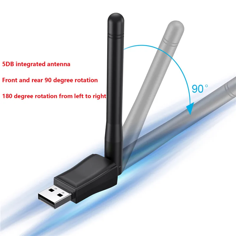 150Mbps Mini USB WiFi Adapter 2.4GHz Wireless Network Card Wi-Fi Receiver Dongle with Antenna 802.11 b/g/n for PC Laptop