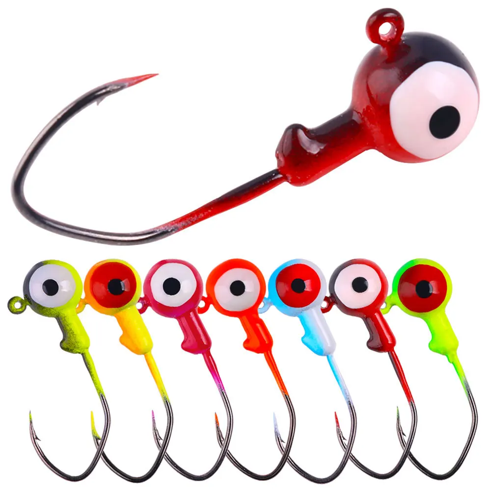 20pcs Head Hook 3.5g fishing jig round head hook with mix colors fishing tackle hook for soft grub worm baits Dropship