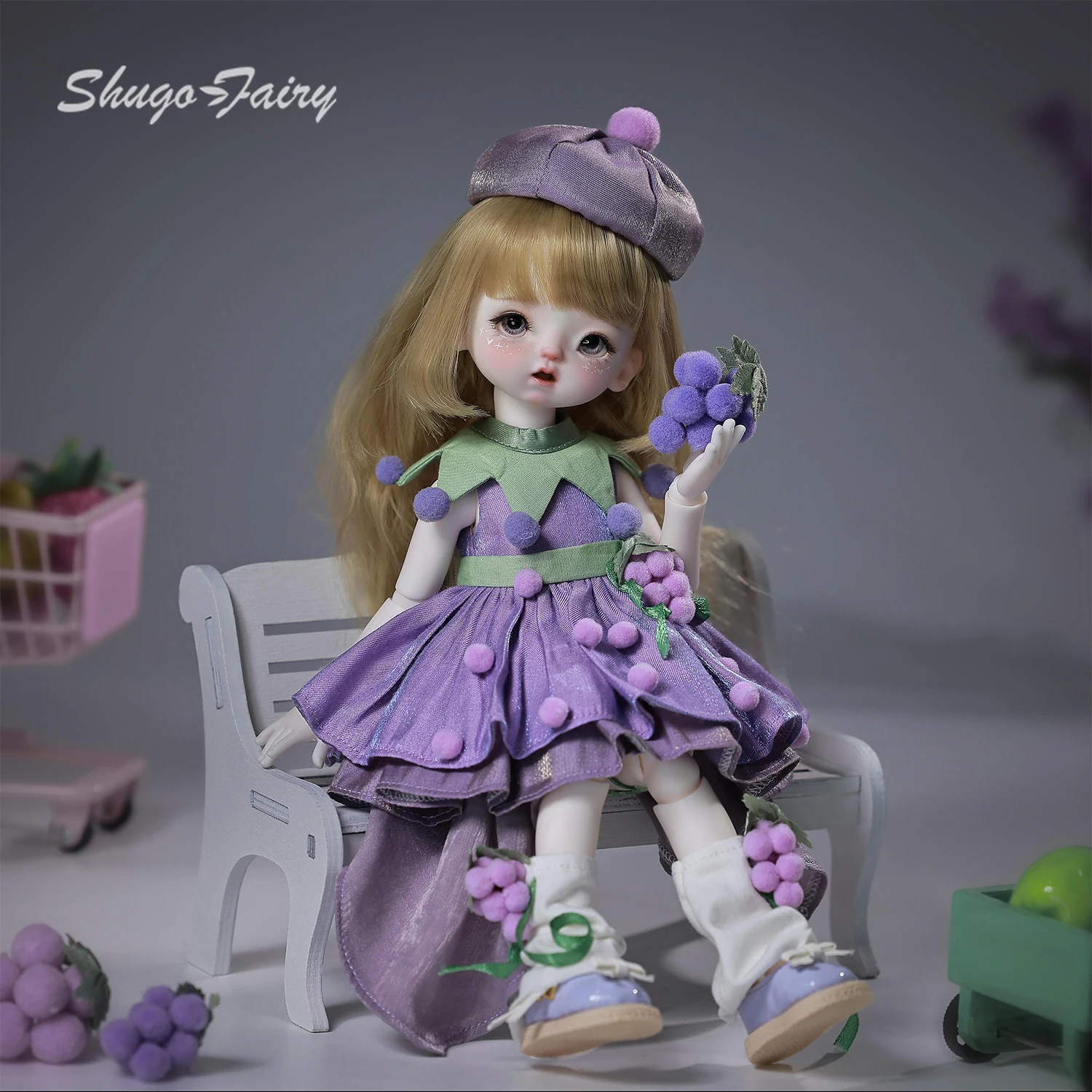 Qiqi A 1/6 poupée articulée boule visage de bébé violet règne princesse raisin doux Style Lolita coréen ShugaFairy poupées