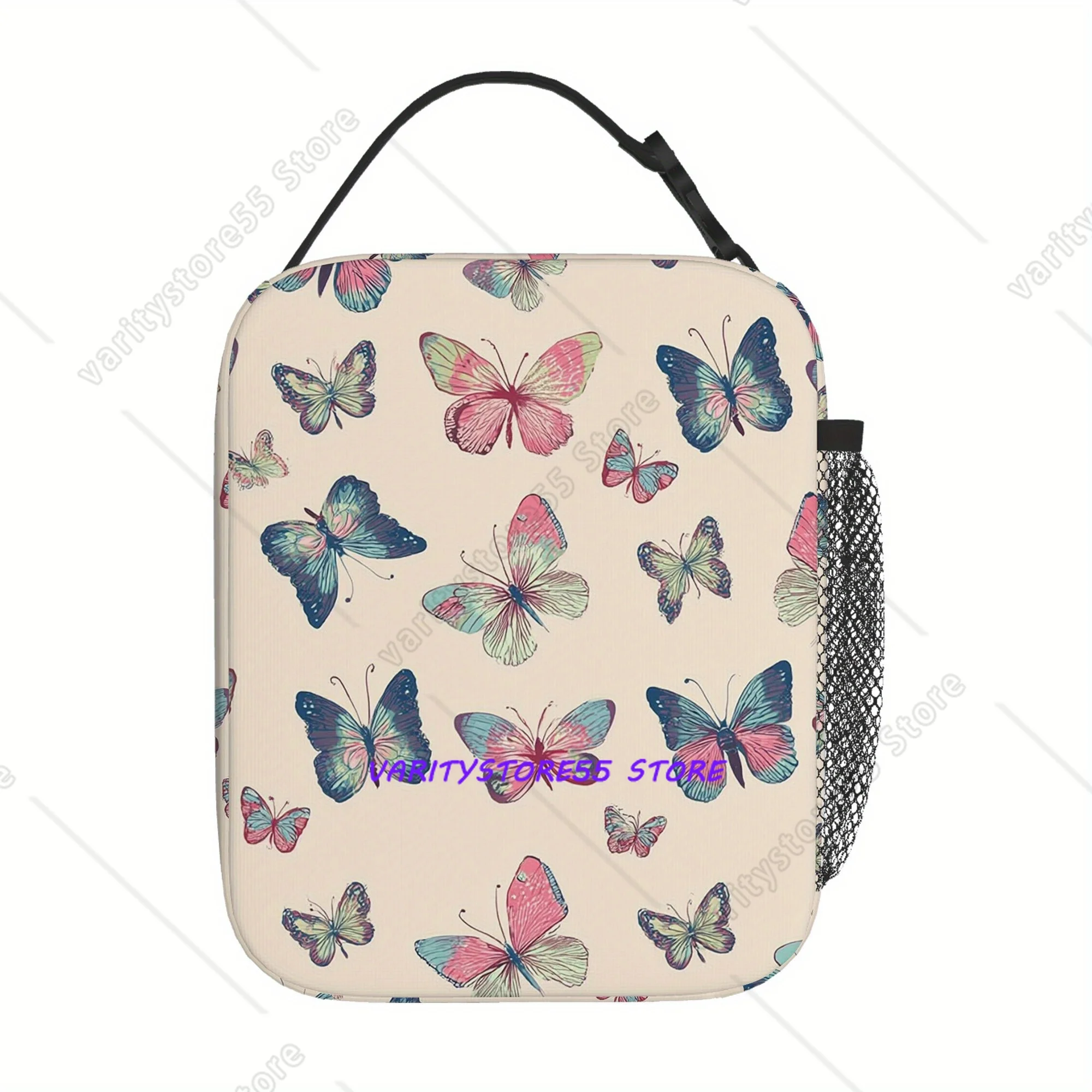 

Colorful Butterfly Pattern Lunch Bag Warm Cooler Insulated Lunch Box for Women Kids School Food Portable Tote Bags
