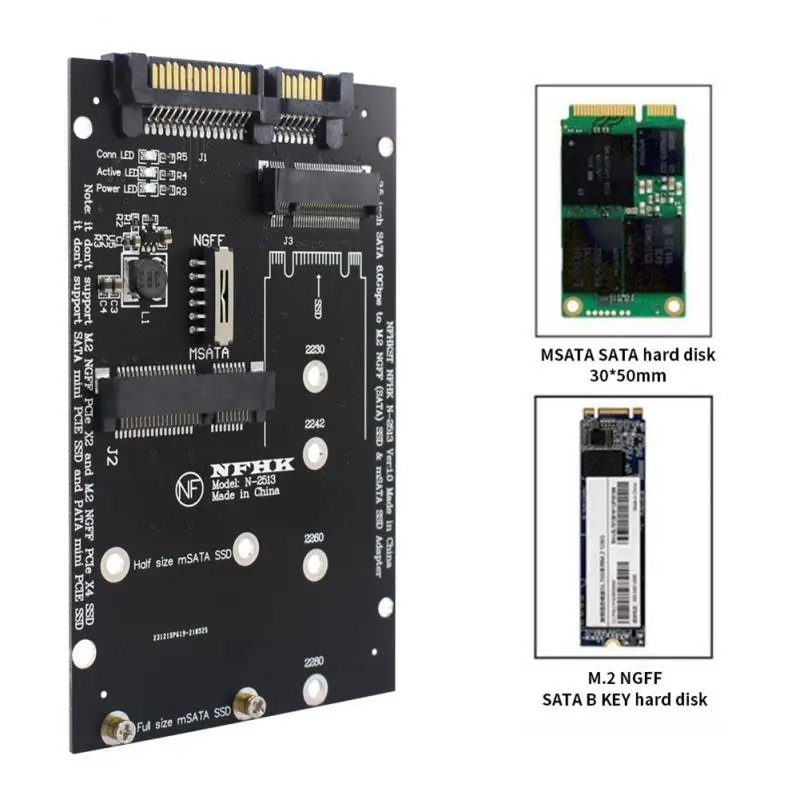 

Адаптер M.2 B Key NGFF Msata SSD на SATA 3,0 2,5, переходник M.2 SSD, переходная карта для ПК, ноутбука, плата расширения до 6Gps