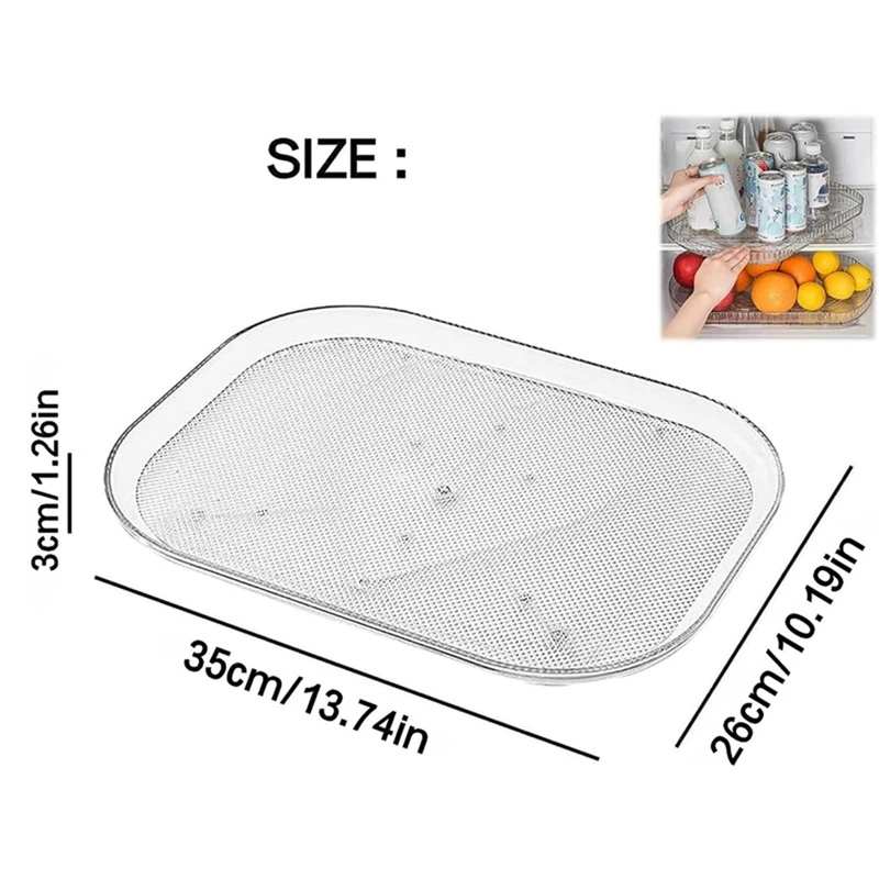 Turntable Organizer For Refrigerator 360 Rotatable Rectangle Storage Rack Clear Turntable Rack Tray For Kitchen Cabinet Durable