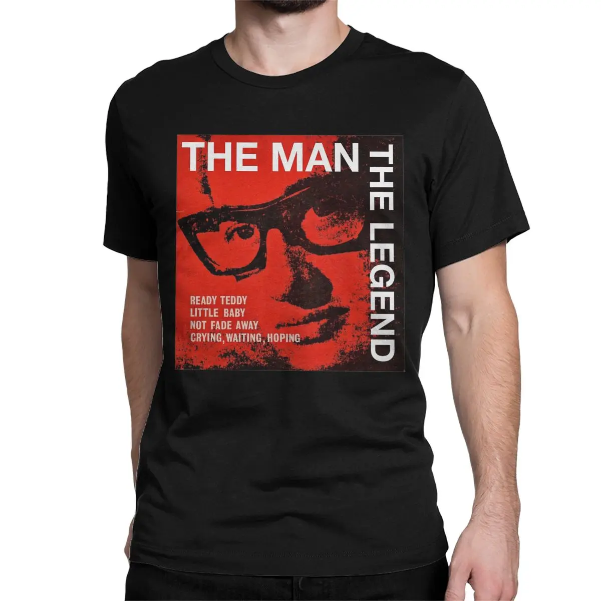 Music Singer 80s Buddy Holly T Shirt for Men Women 100% Cotton Leisure T-Shirts Rock Rap Tee Shirt Short Sleeve Clothing Printed