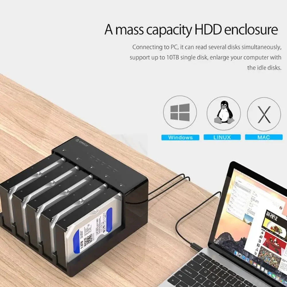 2 Bay 5 Bay Super Speed Usb 3.0 HDD Docking Station Tool Free USB 3.0 To SATA Hard Drive Enclosure Case Adapter