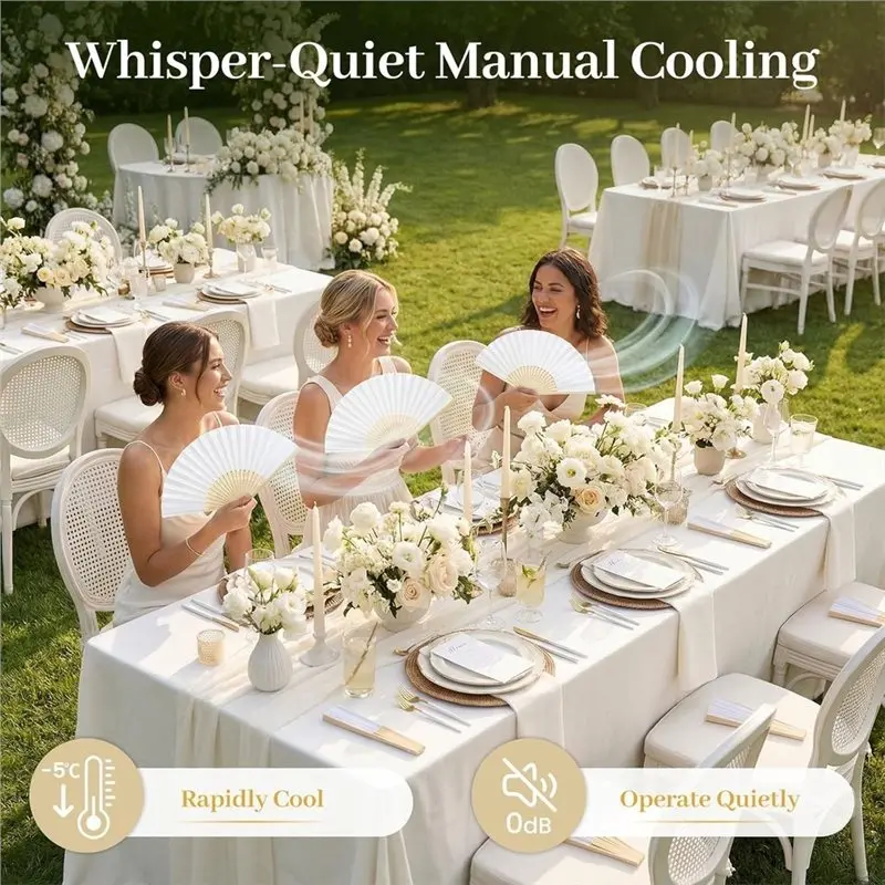 THIVN-Foldable Bamboo For Wedding Wall Decor White Paper Fans 28PCS Handheld Folding DIY Crafting Party Favors