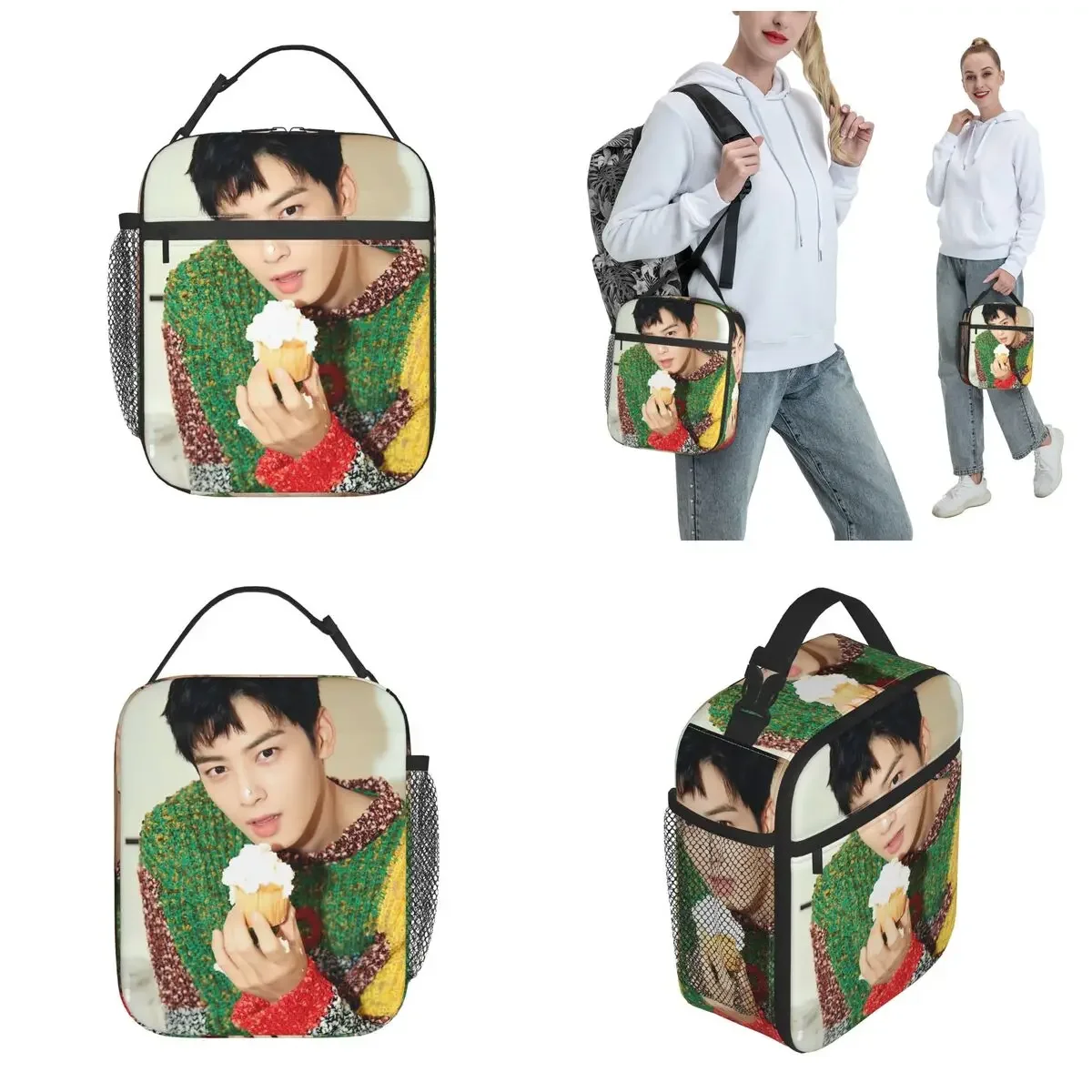 Cha Eun Woo Merch Insulated Lunch Bag For Office Kpop Astro Food Storage Bag Leakproof Cooler Thermal Lunch Boxes