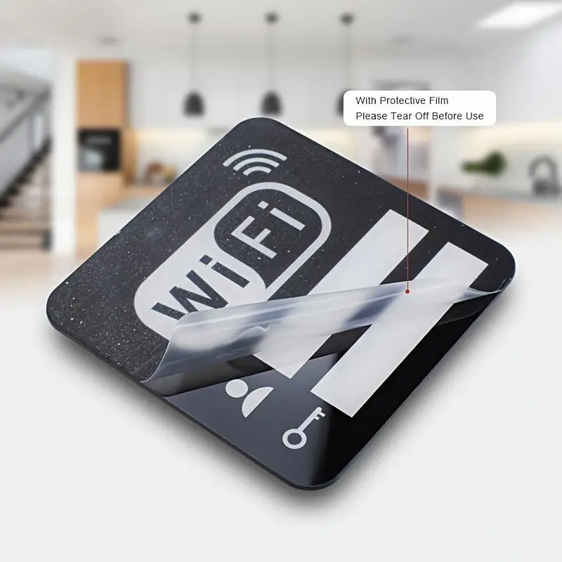 1/5Pcs Acrylic Mirror WiFi Sign Sticker For Public Places House Shops Handwriting Account And Password Wifi Notice Board Signs