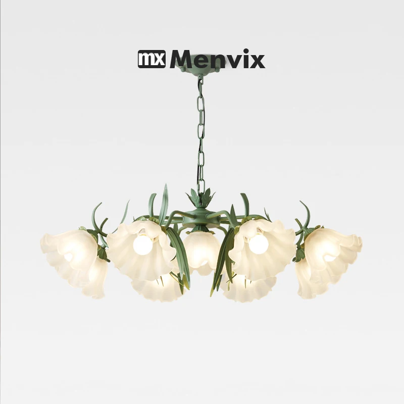 

Modern Light Luxury Living Room Chandelier French Creative Lily of The Valley Acrylic Lamp Retro Dining Room Bedroom Lamps