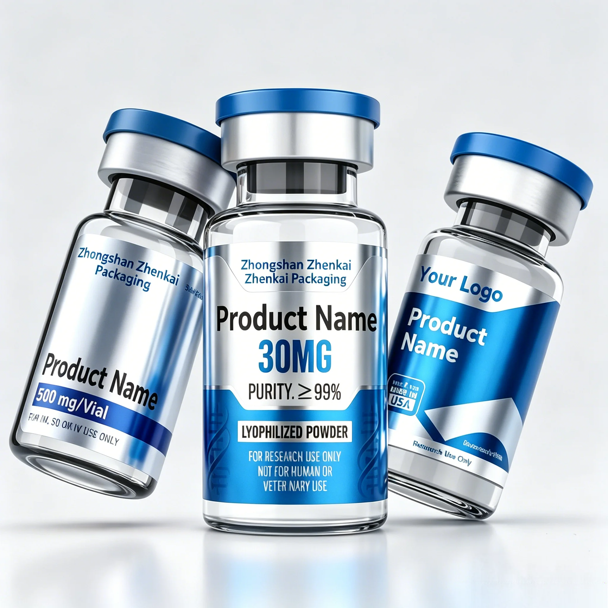 Durable HD Waterproof Stickers and Custom Boxes Compatible With 3ml 10ml Peptide Supplement Vials