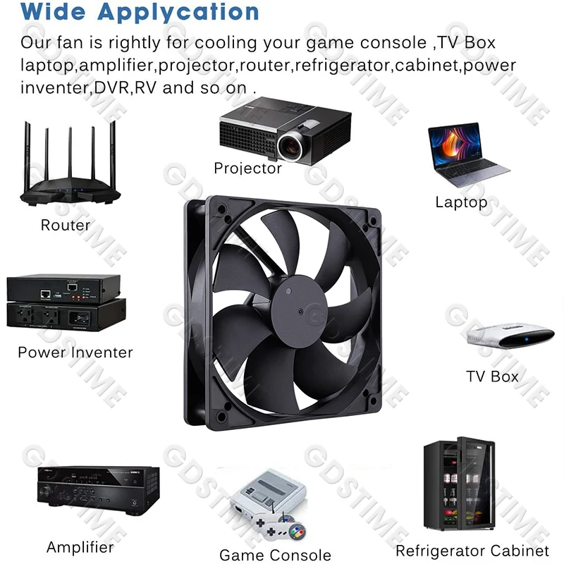 Gdstime 120mm USB Ventola per PC 5V 12V 24V 48V 12cm DC Ventola di raffreddamento senza spazzole 12025 2PIN 3PIN 4PIN Sfera Ventola per case del computer CPU Cooler