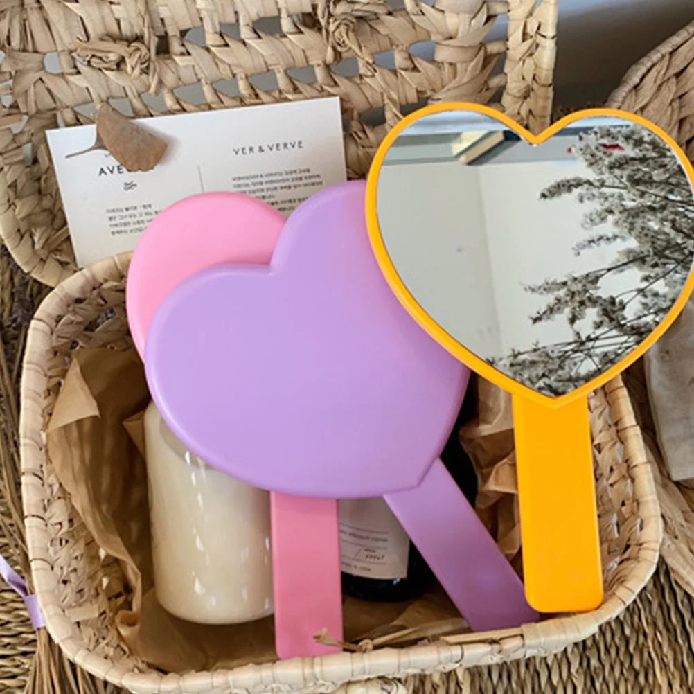 3 قطع مرآة مكياج على شكل قلب من جانب واحد محمولة بتصميم جميل ومرآة مدمجة للفنانين المحترفين