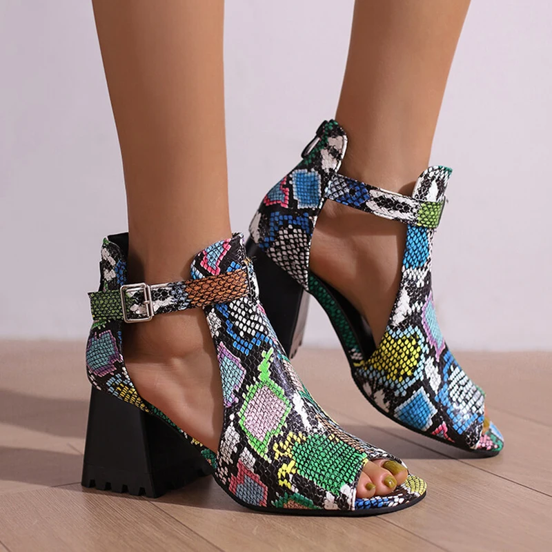 

Kolnoo Handmade Ladies Thick Heels Ladies Sandals Peep-toe Buckle Ankle Strap Summer Lareg Size Shoes Evening Fashion Sexy Shoes