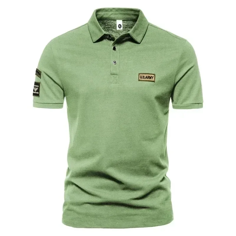 2023 New Summer High Quality T-shirts Men\'s Solid color Lapel Slim High Street Outdoor Sports Short Sleeve  Men\'s POLO Shirt