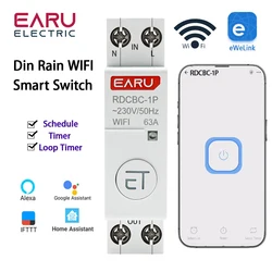 1P Din Rail WIFI 회로 차단기 EWeLink app의 스마트 타이머 스위치 릴레이 원격 제어 Alexa google과 호환되는 스마트 홈