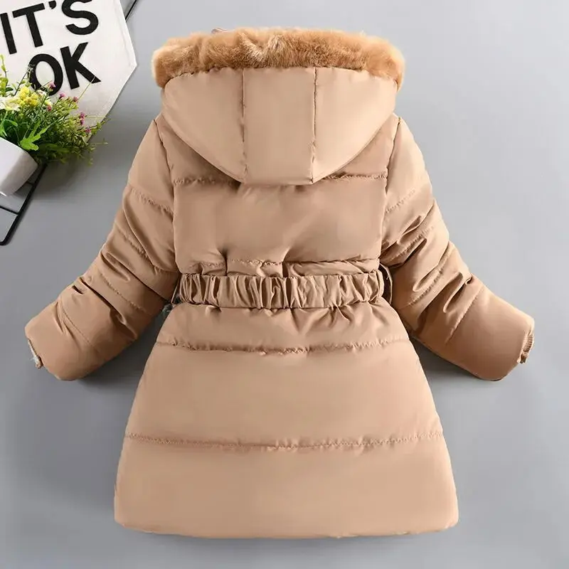 New Winter Jacket Girls Parkas Green Hooded Children Thicken Warm Coat Cotton Padded Clothes Snow Wear For Kids