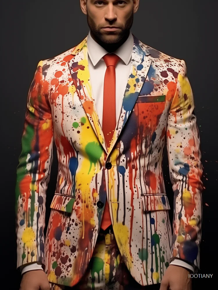 Fashion New Hawaiian Floral Print Suit Jacket Adult Gentleman Social Wedd Party Gown Men Slim Jacket Nightclub Stage Party Set