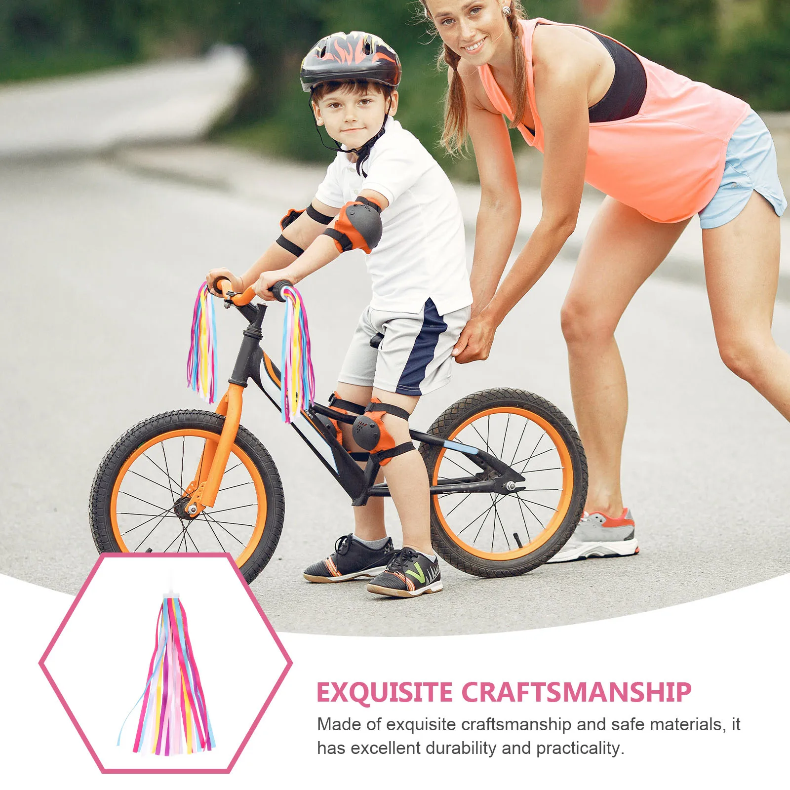1Pair Bike Supplies Streamers for Childrens Bicycles Colorful Tassels Flying in Wind Creative Decorations for Boys Girls Bikes