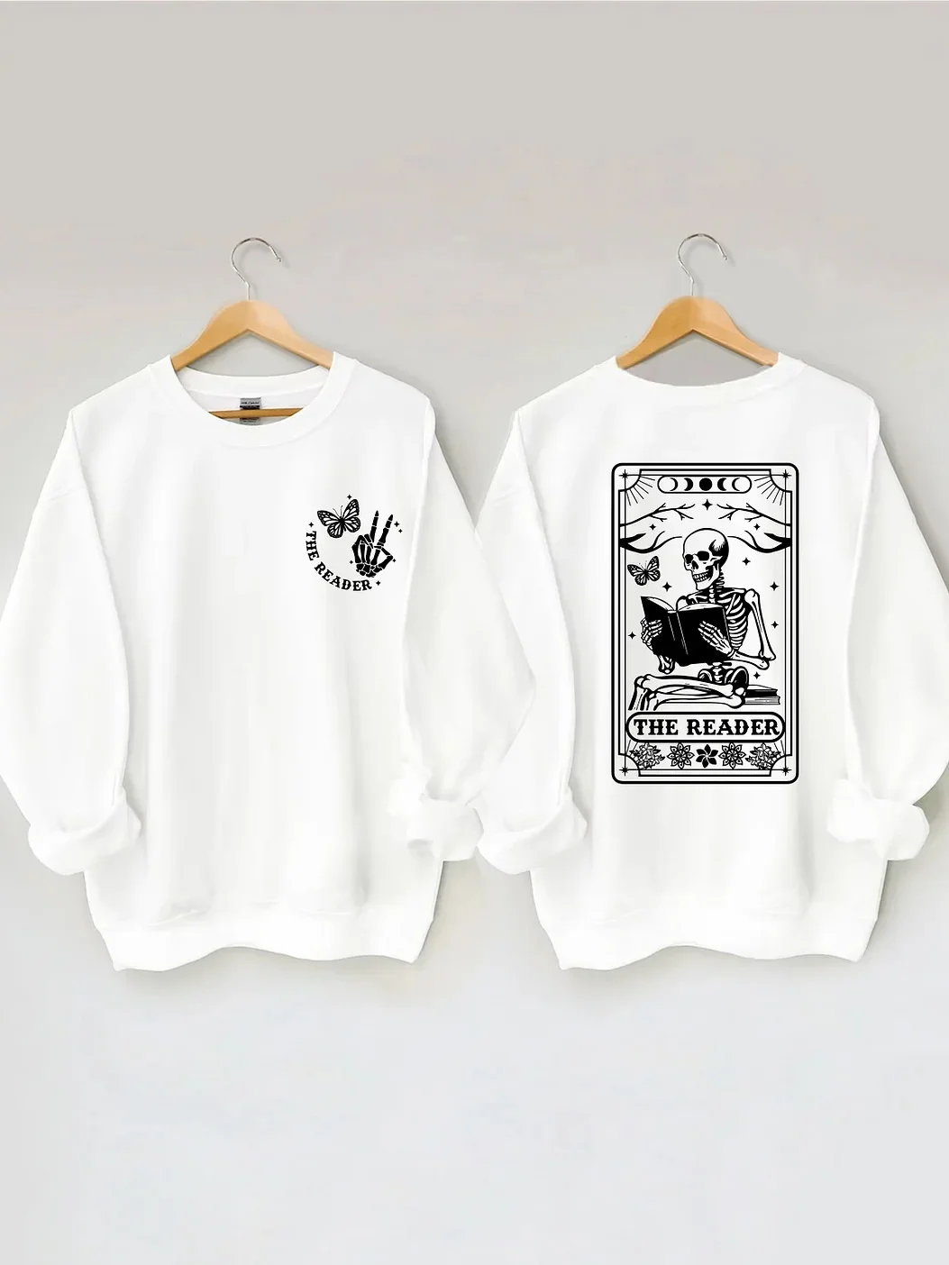 

2024 New Hot Popular Librarian Female Sweatshirt Trend Reader Lover Women Clothes Vintage Elegance Reading Skeleton Print Tops