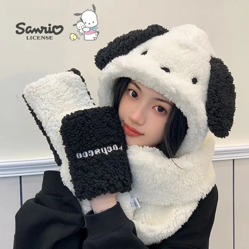 

Sanrio Kids Gloves Scarfs Caps Set Hello Kitty Cinnamoroll Neck Warmer Sets for Children Baby Hat Winter Children Scarves Scarfs