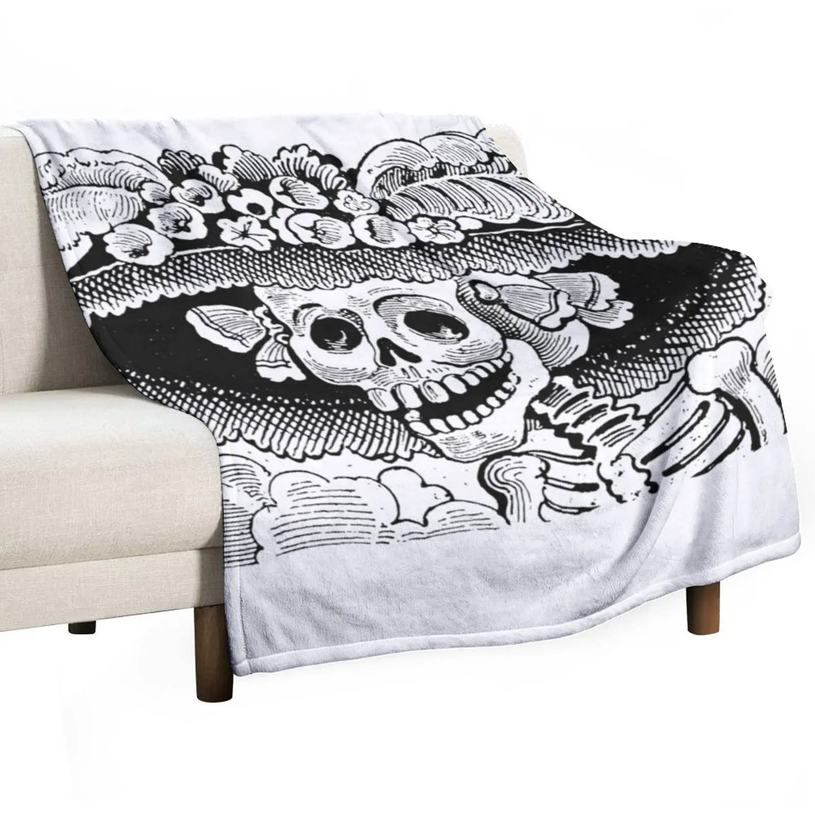 Dapper Skeleton La Calavera Catrina by Jose Posada Throw Blanket Moving Multi-Purpose for babies warm for winter Blankets