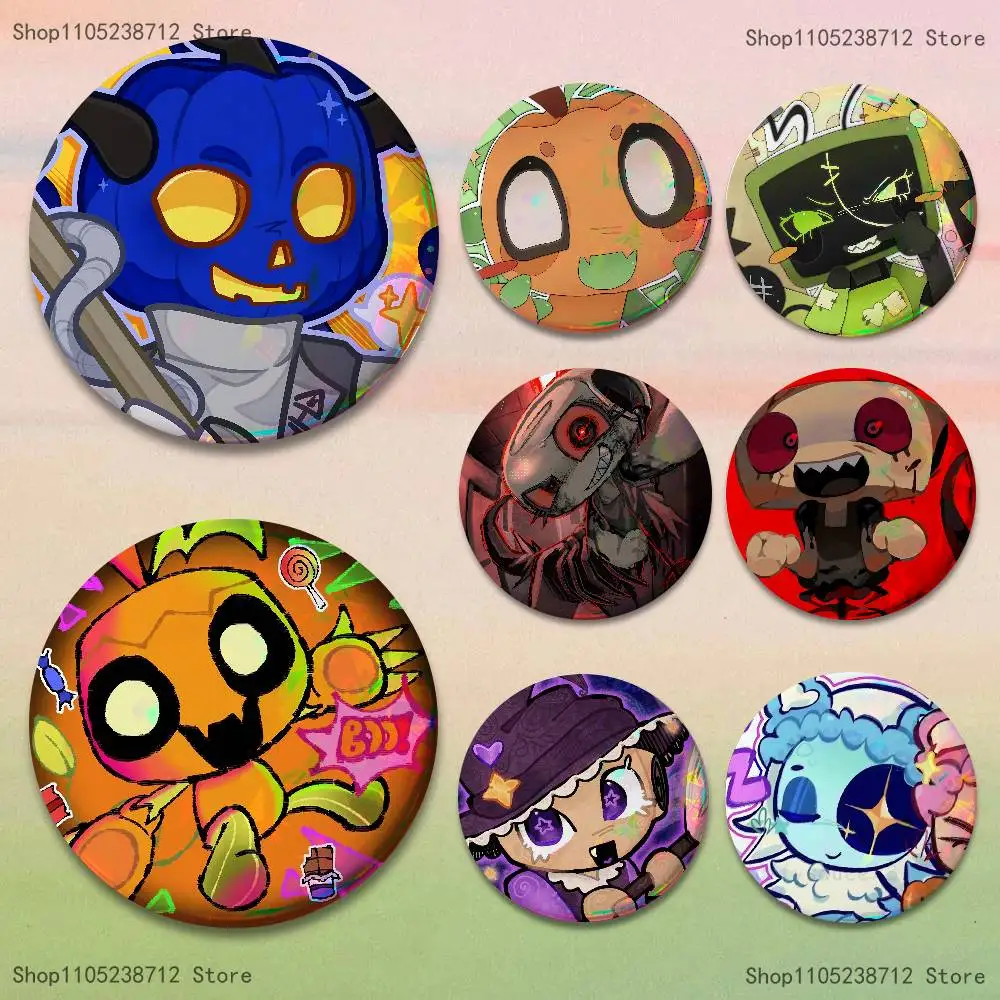 D-Dandys Horror Game W-Worlds Laser reflective round badges pins bag clothing decorations collectibles gifts for friends