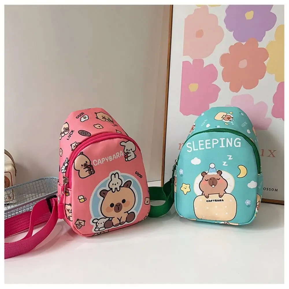 جديد الكرتون كابيبارا حقيبة صدر للرجال حزام الكتف قابل للتعديل النايلون الأطفال حقيبة كروسبودي حقيبة كتف الهدايا