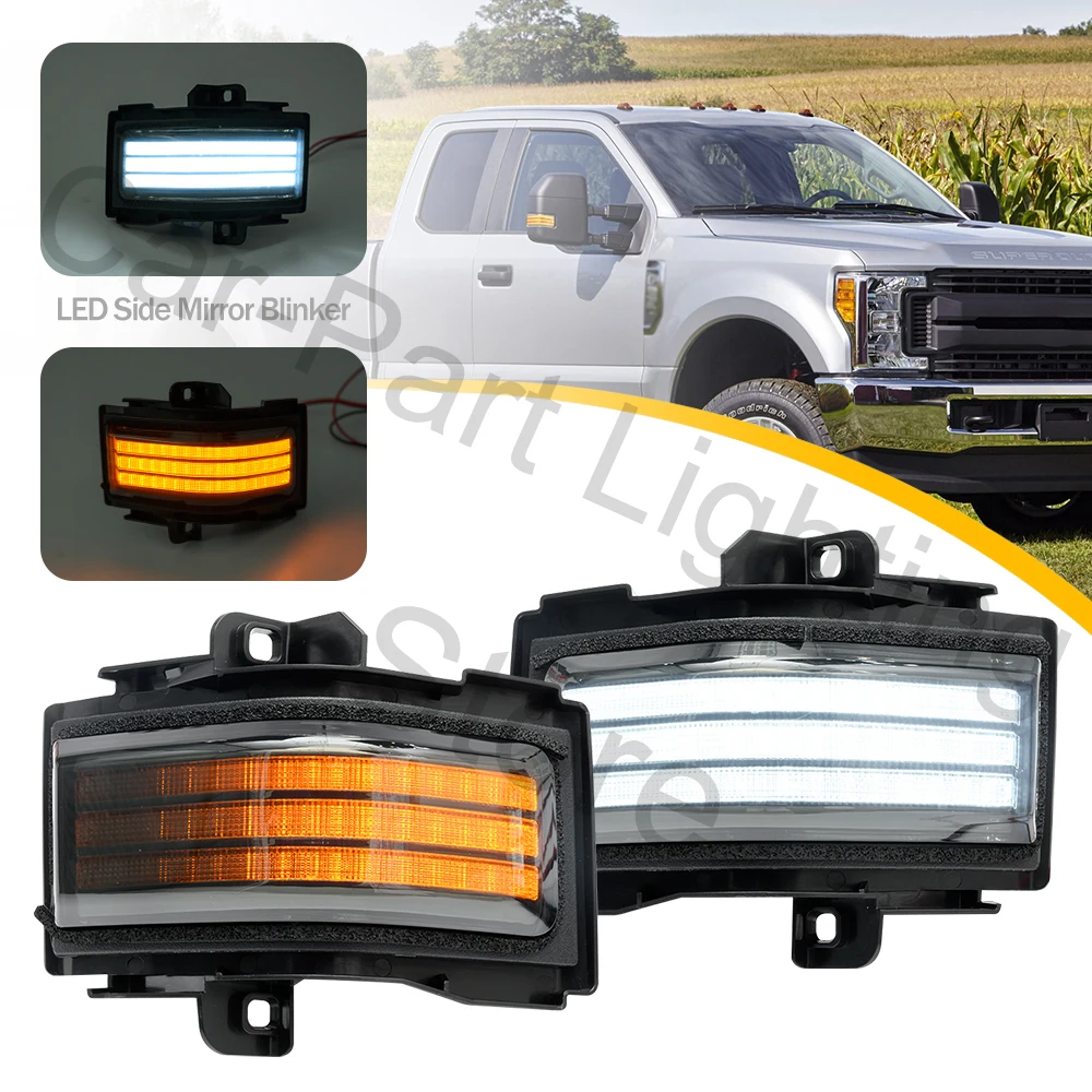 2PCS Dynamicl Led Parking Lamps Side Marker Mirror Turn Signals For Ford F-150 F-250 F-350 F-450 F-550 Super Duty 2017 2018-2023