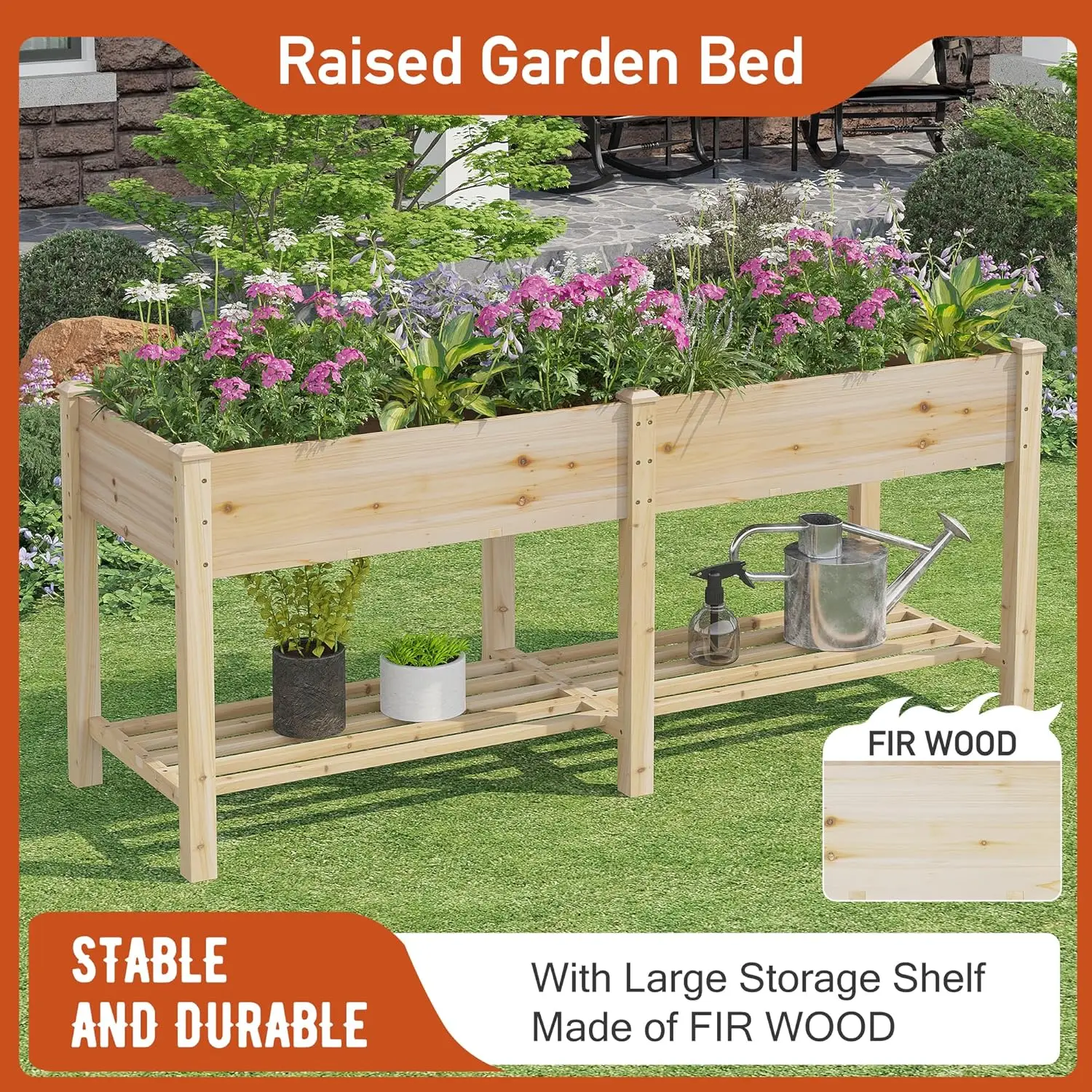 

Raised Garden Bed with Legs Elevated Wood Planter Box for Planting Vegetables Flowers Garden Patio Balcony Garden beds Outdoor