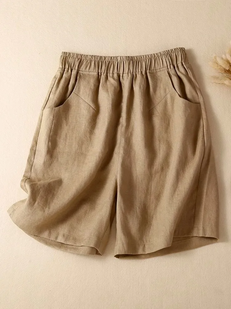 

Хлопковые льняные брюки женские летние большие размеры свободные прямые брюки повседневные спортивные шорты универсальные широкие брюки для поездок на работу...