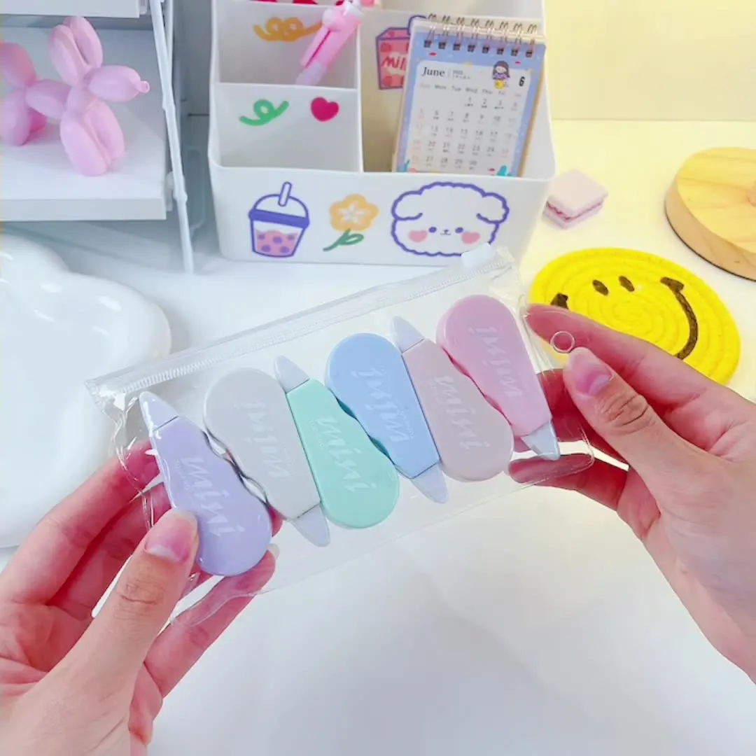 6 Pcs/ Set Morandi Correction Tapes Kawaii Cute Altered Tools School Office Writing Correction Band Tools Stationery Supplies