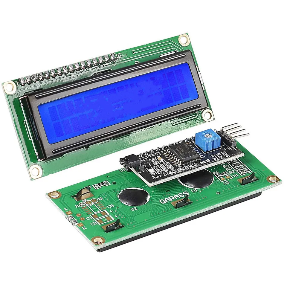 New LCD1602+I2C 1602 16x2 1602A Blue/Green Screen HD44780 Character LCD /w IIC/I2C Serial Interface Adapter Module For Arduino