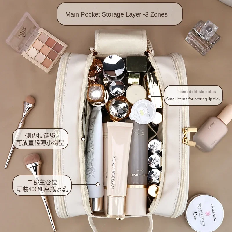 Women\'s Handheld Makeup Bag New Portable 3-layer Double Zipper Storage Bag cosmetic bags Organizer Travel Essential toiletry bag