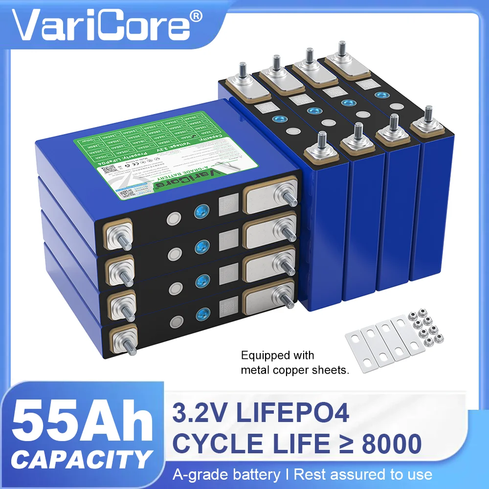 

3.2V 55Ah LiFePO4 Battery Pack Phosphate 55000mAh batteries for 12V 24V Golf cart 3C Motorcycle Car Motor Modification M6 Stud
