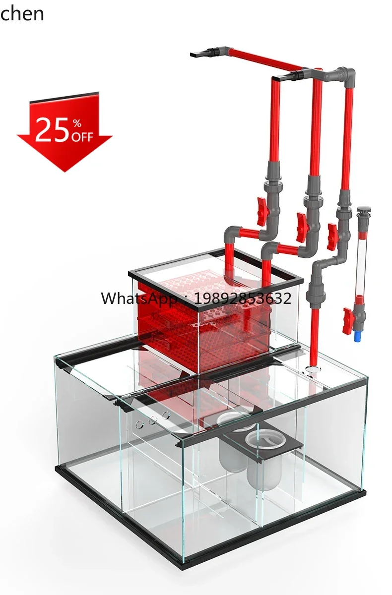 

Fish Tank Ultra Clear Glass Living Room Aquarium Overflow Bottom Filter