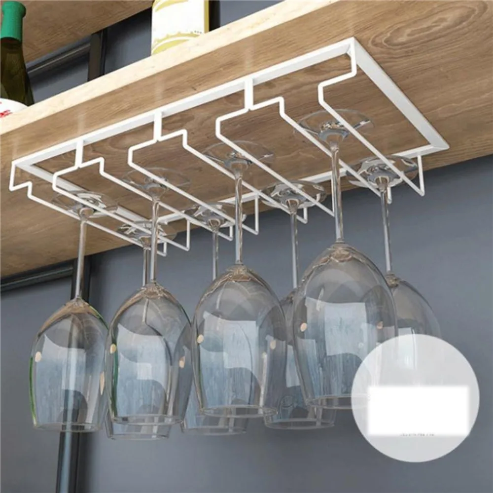 

Wall Mounted Upside Down Inverted Hanging Wine Glasses Holder Bottle Display Bar Cup Storage Rack Wine Glass Rack