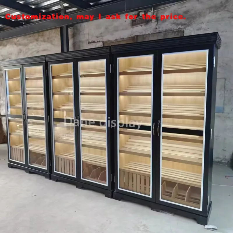 

custom.Cigar Room Furniture Showcase with Spanish Ceder Shelves Smoke Shop Cigar Humidifier Cabinet Cigar Humidor