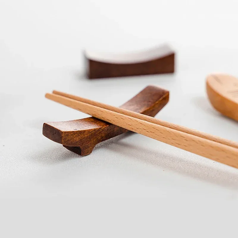 Japanese Style Chopsticks Holder Vintage Wooden Chopsticks Stand Rest Decorative Rack Dining Table Tableware Accessories