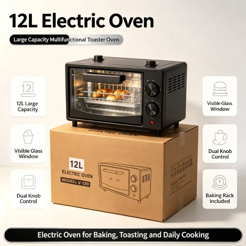 12L Large Capacity Smart Oven, Multi-function Baking Roaster, Steam Bake Cooker For Home Pastry Making Home Supply