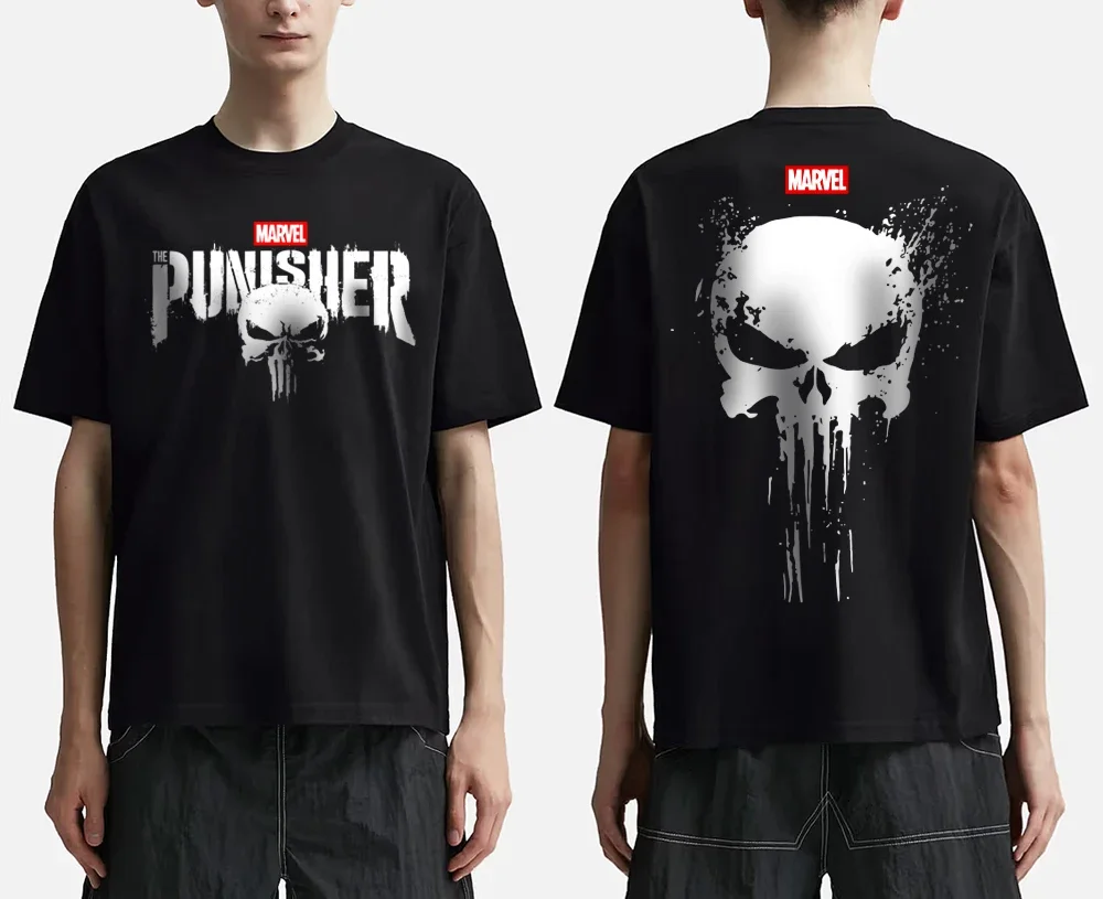 Punisher Skull T-Shirt manica corta estate Vintage sport T Shirt uomo donna cotone allentato girocollo Tee Hip Hop Street top