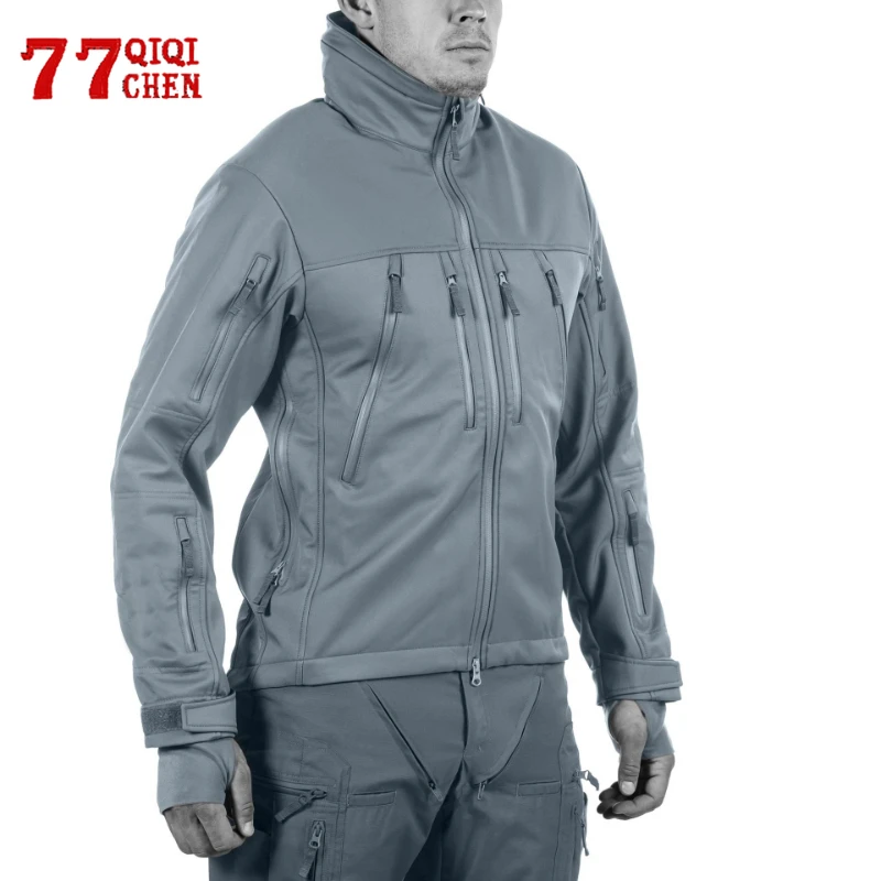 Mens Tactical Soft Shell Jacket Wear Resistant Multi Pocket Windproof Jackets Autumn Casual Loose Hiking Outdoor Coat Chaquetas