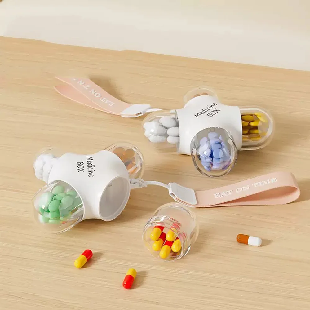 

Портативный органайзер для таблеток с 4 отделениями, небольшая герметичная влагостойкая аптечка для ежедневного еженедельного хранения таблеток