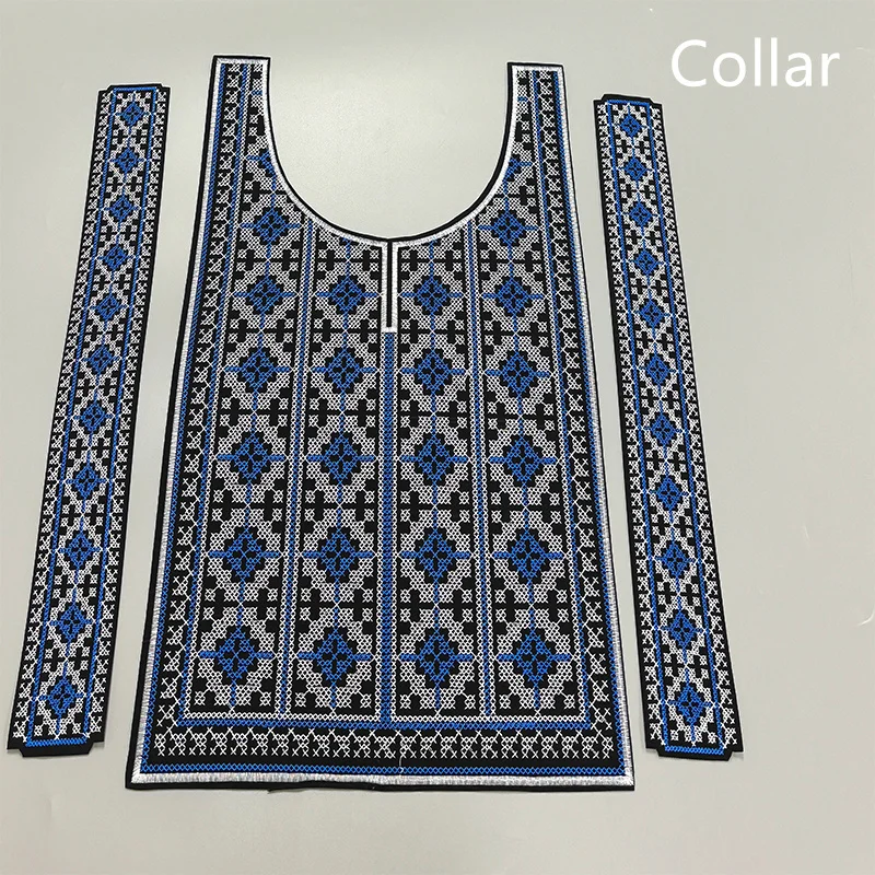 Latest African Fashion Men Embroidery Collar Set Lace Material 2024 DIY Hot Sale Senegal Cotton Collar Sewing for Women Clothing