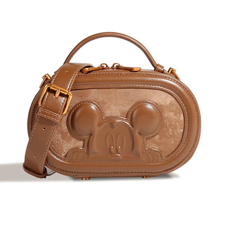 

Disney Mickey Crossbody Bag for Women Retro Coffee Color Small Square Stylish Shoulder Tote Fun Casual Fashion Daily Use