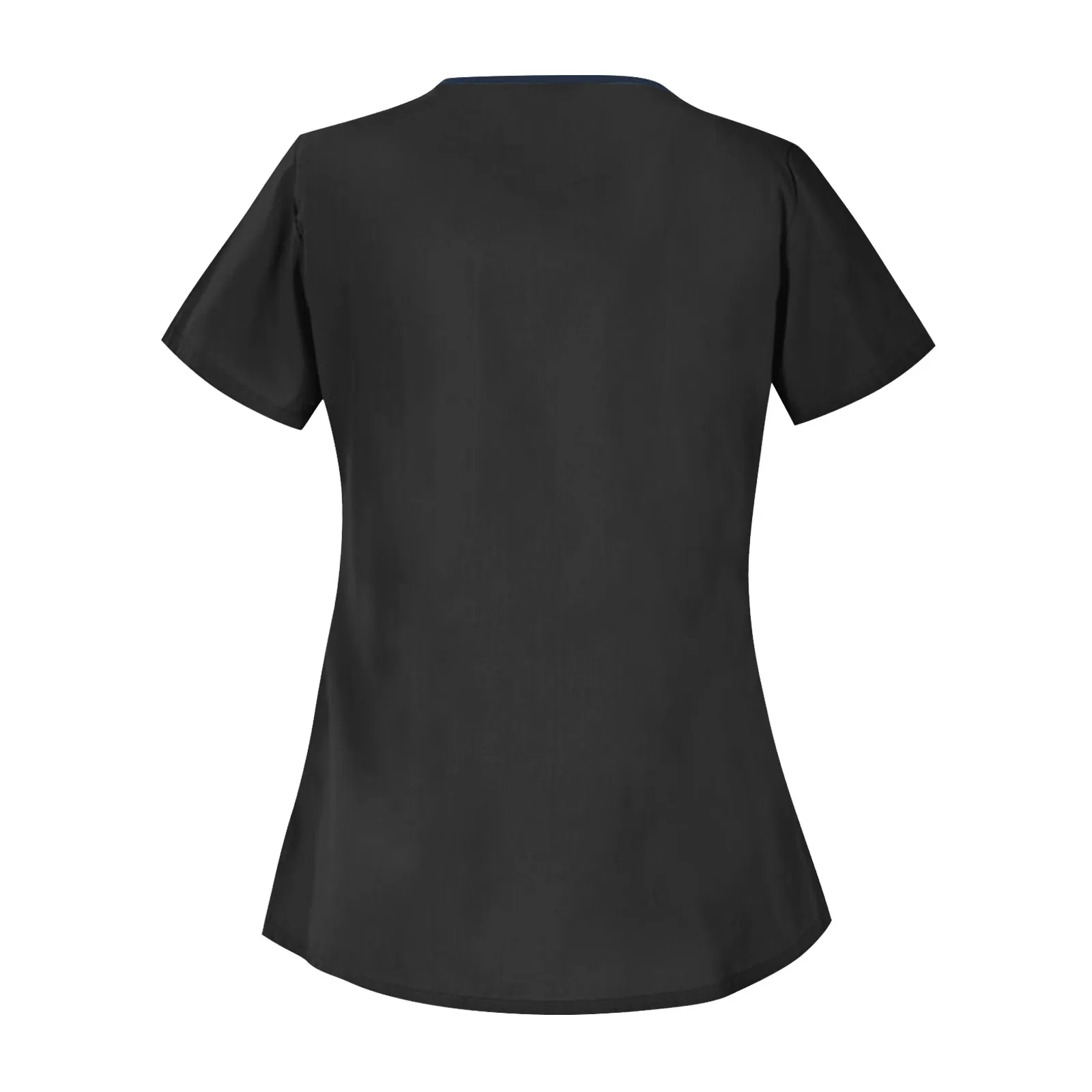 Roupas de trabalho de manga curta de cor sólida feminina roupas de trabalho de enfermeira camiseta de verão de manga curta com bolso duplo topo