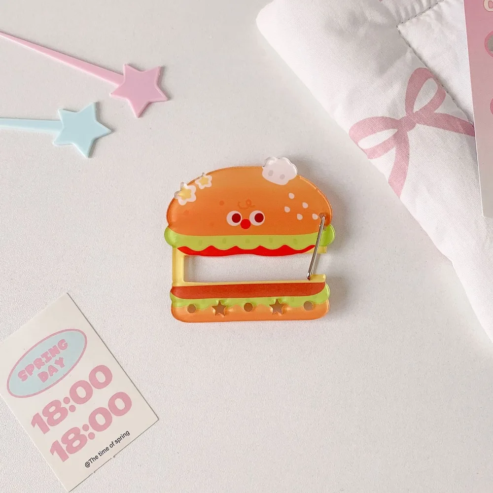 

Cute Cartoon Key Decoration Carabiner Hamburger Fries Acrylic Mountaineering Buckles Keychain
