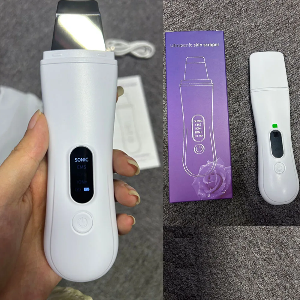 EMS 초음파 피부 세정기 페이스 주걱 블랙 헤드 리무버 필링 삽 흠집 여드름 추출기 모공 클리너 스킨 케어 도구