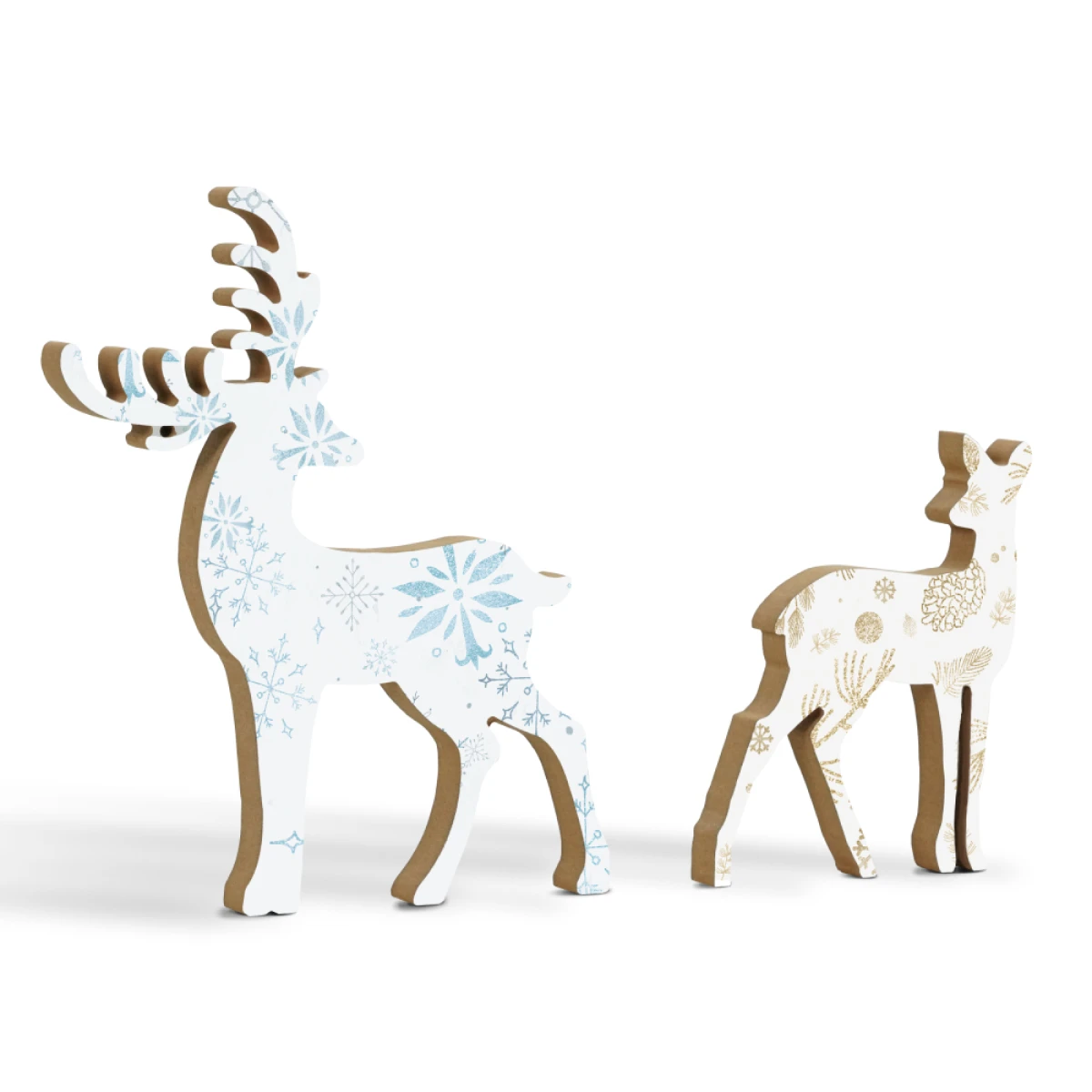 

Putuo Decor 2pc Deer Shaped Sign Table Decors, Snowflake Pattern Wooden Sign, Desktop for Coffee Shop Fireplace Xmas Party Gifts