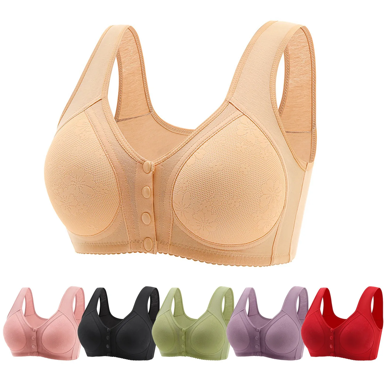 

New Large Size Front Closure Mother Back Underwear Thin Section Of Comfortable Breathable Push Up Adjustable Women's Bras