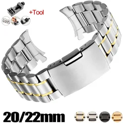 Solid Curved End 22mm 20mm Stainless Steel Strap for Samsung Galaxy Watch 3 Active2 GearS3 42mm 46 41 45MM 18mm 24mm Correa Band